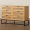 Baxton Studio Sawyer MidCentury Oak Brown Finished Wood and Black Metal  Storage Cabinet with Natural Rattan 223-12921-ZORO - alternate 6